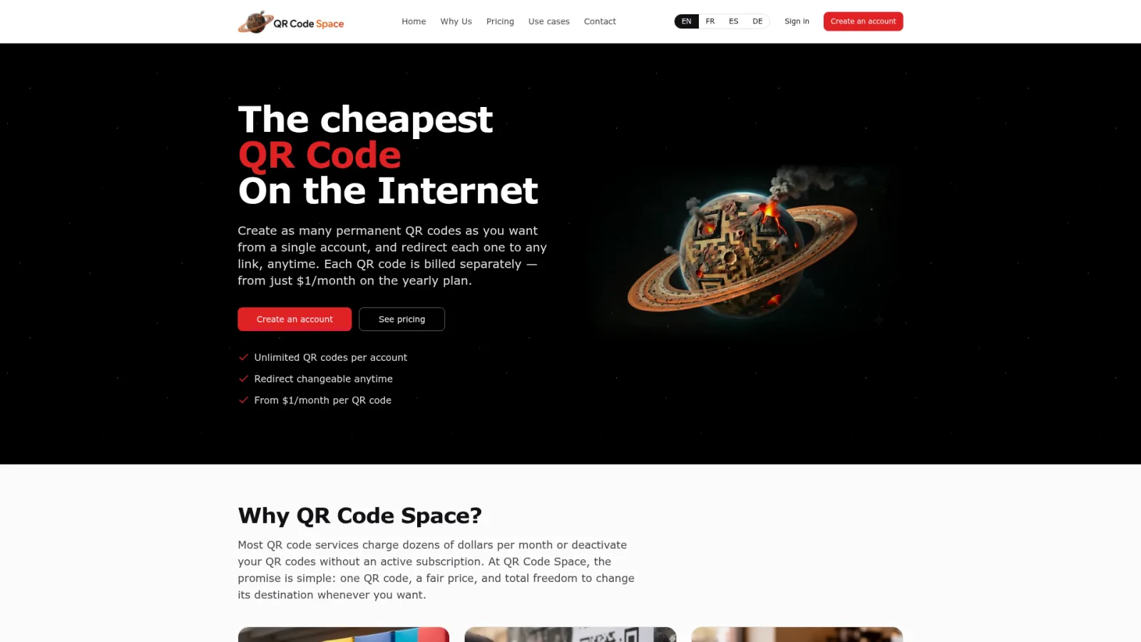 QR Code Space website — permanent, redirectable QR codes at low cost QR Code Space website — permanent, redirectable QR codes at low cost
